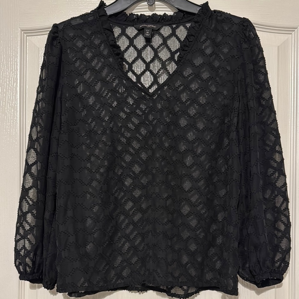 Banana Republic Sheer Black Blouse